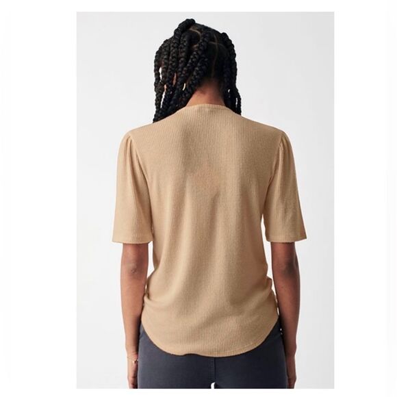 Faherty Brand Womens Size Small Nomad Tan Beige Legend Rib Layne Ribbed Tee - Picture 4 of 14